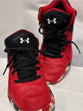 Under Armour Kids' Red and Black Basketball Shoes